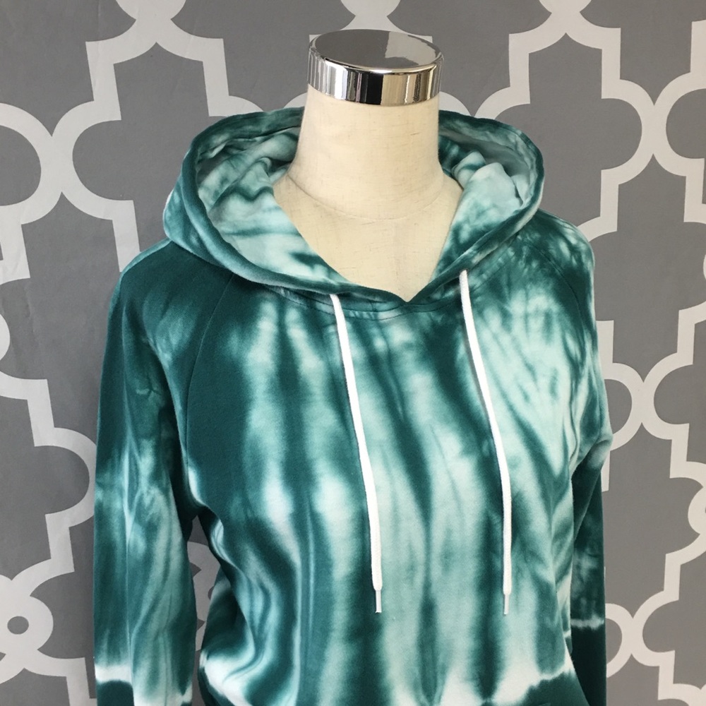 ❌SOLD❌ Zine Green White Tie Dye Hoodie 3F - Picture 2 of 7